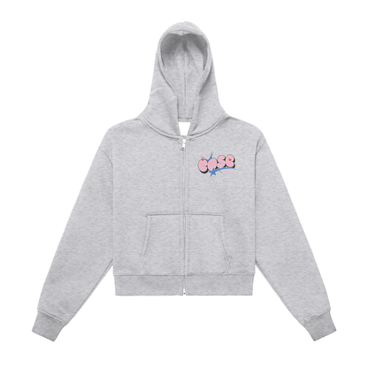 Fleeced Zip-Up Cropped Hoodie
