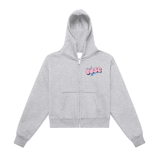 Fleeced Zip-Up Cropped Hoodie