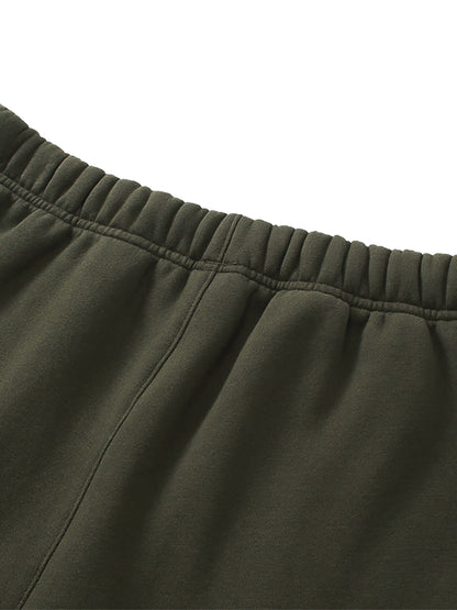Unisex Solid Color Fleece Straight Leg Pants